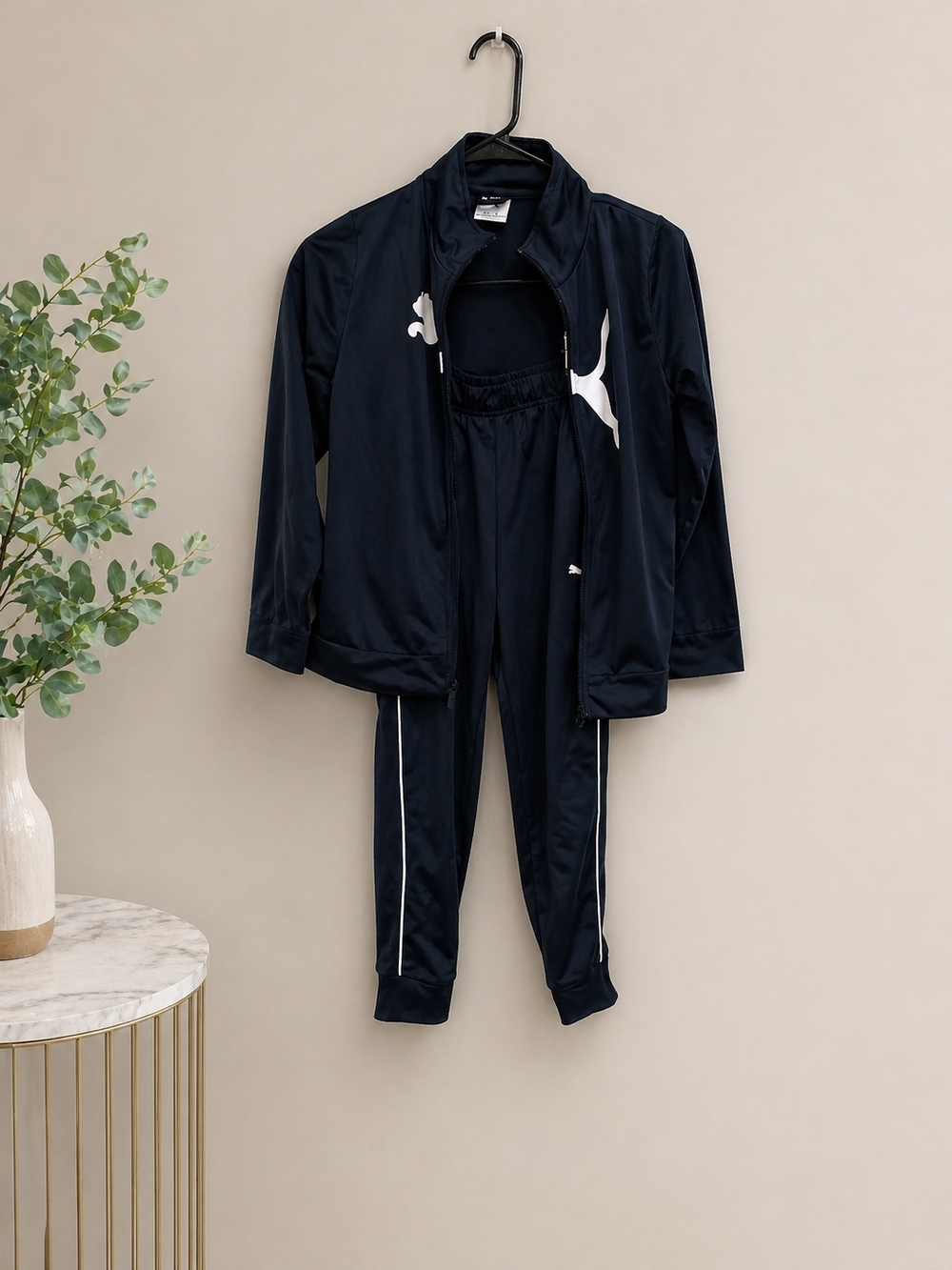 Puma Kids Dark Green and White Track Jacket and Pants Set